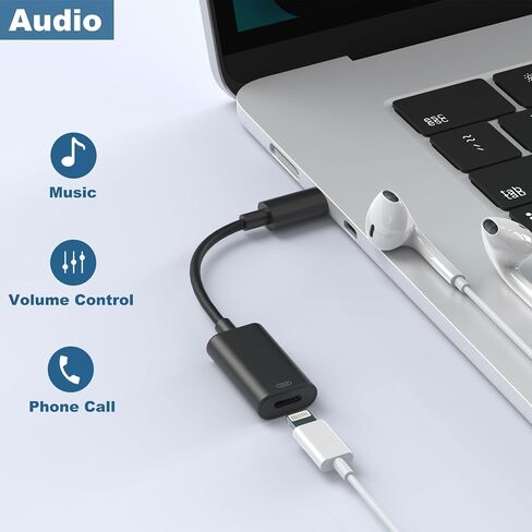 محول USB C ذكر إلى Lightning Female 2-PACK، محول سماعة رأس USB C إلى Lightning للصوت متوافق مع سلسلة iPhone 15 وiPad Pro وMacBook Pro وغيرها، كما يدعم الشحن والبيانات. in Saudi Arabia