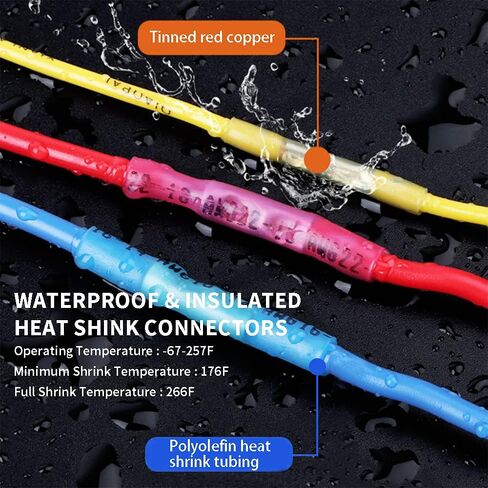 1000 Pcs Blue Heat Shrink Butt Connectors, 16-14 AWG Waterproof Electrical Crimp Wire Splice for Marine, Cable, Wiring in Saudi Arabia