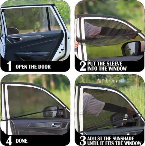 4 Pack Baby Car Window Shade Sun for Side Elastic Cover Fabric Front Rear Automotive Sunshade Privacy Protect Toddler Kids Truck SUV Camping Adult in Saudi Arabia