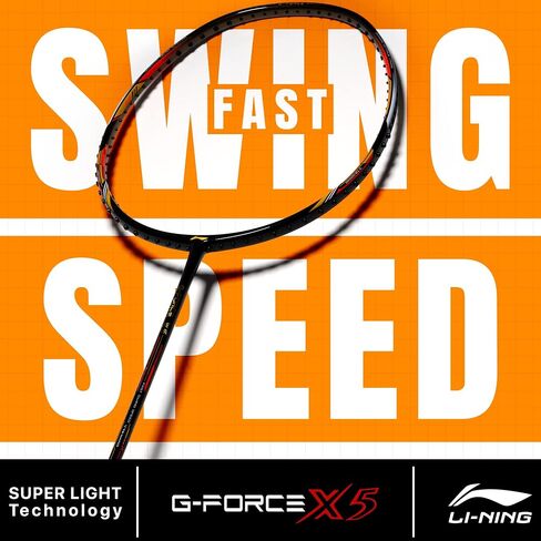 Li-Ning G-Force X5 Carbon Fibre Badminton Racket with Free Full Cover(82 Grams, 28 Lbs) in Saudi Arabia
