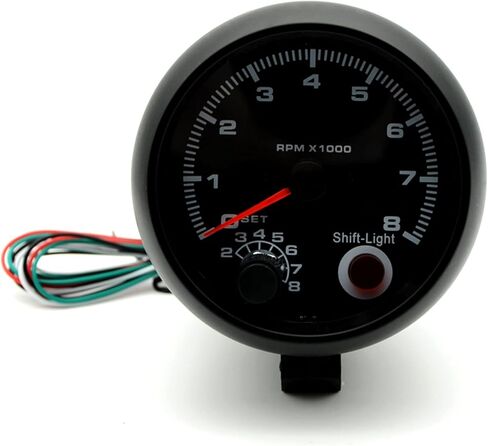 3.75'' Car Universal Black Tachometer Gauge Blue Inter Shift Light 0-8000 RPM in Saudi Arabia