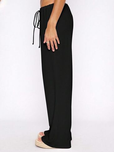 MakeMeChic Women's Casual Drawstring Elastic Waist Straight Leg Lounge Pants Loose Trousers in Saudi Arabia