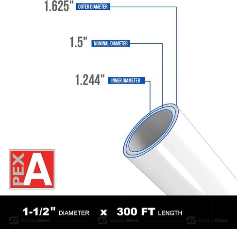 أنابيب Pex-A مقاس 1-1/2 بوصة × 300 قدم ملف أنبوب Pex، أنبوب Pex غير حاجز لمياه الشرب، أنابيب مياه مرنة 1-1/2 بوصة Pex للسباكة، أنابيب Pex بيضاء in Saudi Arabia