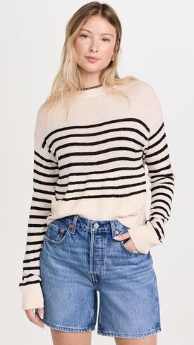 Monrow Women's Boucle Knit Stripe Sweater in Saudi Arabia