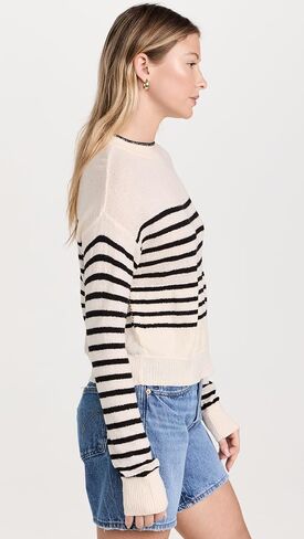 Monrow Women's Boucle Knit Stripe Sweater in Saudi Arabia