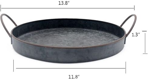 11.8 inchs Round Galvanized Metal Round Tray with Handles in Saudi Arabia