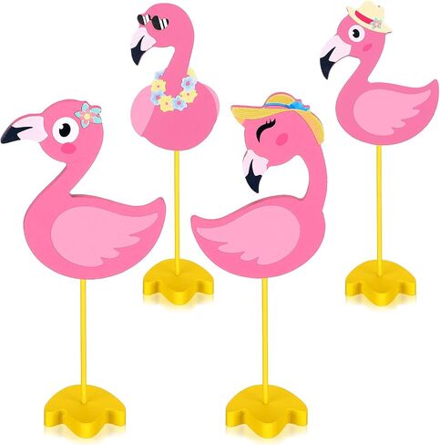 4 Pcs Flamingo Tiered Tray Decor Flamingo Pink Flamingo Decor Wooden Sign on Stand Summer Farmhouse Flamingo Tabletop Decor Freestanding Flamingo Decor Rustic Farmhouse Home Kitchen Decor in Saudi Arabia