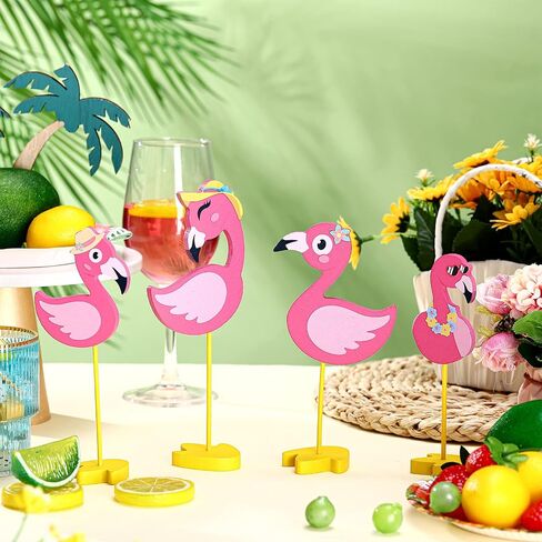 4 Pcs Flamingo Tiered Tray Decor Flamingo Pink Flamingo Decor Wooden Sign on Stand Summer Farmhouse Flamingo Tabletop Decor Freestanding Flamingo Decor Rustic Farmhouse Home Kitchen Decor in Saudi Arabia