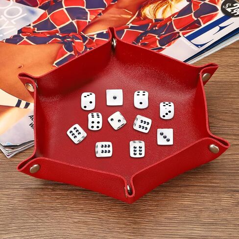 PATIKIL Leather Dice Tray, 2 Pcs Valet Tray Foldable Catchall Holder Leather Travel Tray for Men Women for Dice Card Jewelry Key Coin Glasses, Pink 2 Size in Saudi Arabia
