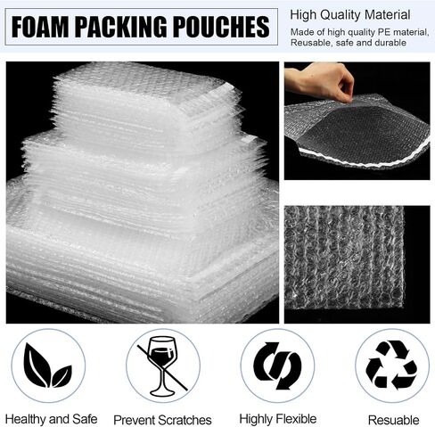 150 Pcs 3 Sizes Bubble Pouches 11.8" x 11.8", 5.91" x 7.87", 3.94" x 5.91", with 20 Sheets Fragile Sticker Sealing Clear Bubble Cushioning Bags Bubble Bags for Dishes Glasses in Saudi Arabia
