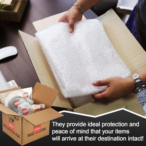 150 Pcs 3 Sizes Bubble Pouches 11.8" x 11.8", 5.91" x 7.87", 3.94" x 5.91", with 20 Sheets Fragile Sticker Sealing Clear Bubble Cushioning Bags Bubble Bags for Dishes Glasses in Saudi Arabia