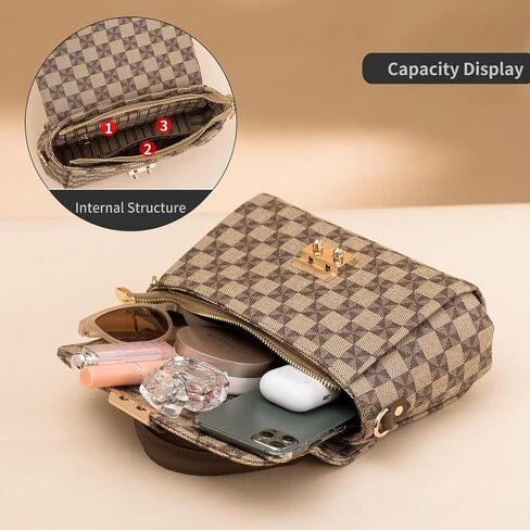Crossbody Bags for Women - Shoulder Bag Fashion Print Style, Lock Design Handbags for Women, Adjustable Shoulder Strap in Saudi Arabia