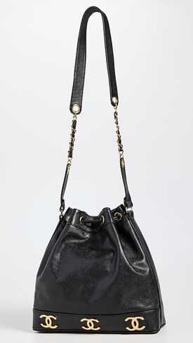 حقيبة دلو برباط CC محبوبة مسبقًا من شانيل، سوداء، مقاس واحد in Kuwait