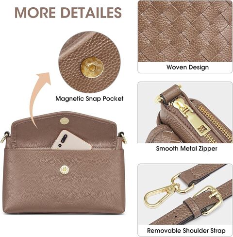 Kattee Leather Crossbody Purse Bags for Women Trendy, Small Soft Woven Women's Crossbody Handbags, Shoulder Clutch Wallet in Saudi Arabia