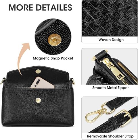 Kattee Leather Crossbody Purse Bags for Women Trendy, Small Soft Woven Women's Crossbody Handbags, Shoulder Clutch Wallet in Saudi Arabia