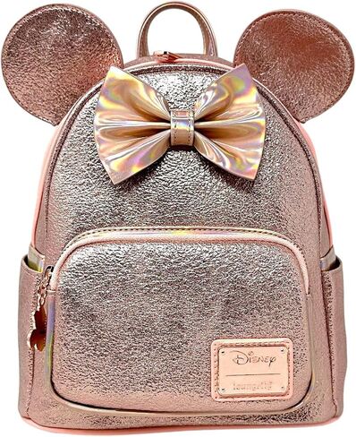 حقيبة كتف نسائية بحزام مزدوج من Loungefly Disney Minnie Mouse Pink Rose Metallic in Saudi Arabia
