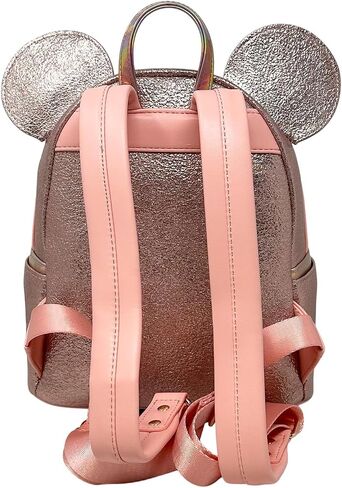 حقيبة كتف نسائية بحزام مزدوج من Loungefly Disney Minnie Mouse Pink Rose Metallic in Saudi Arabia