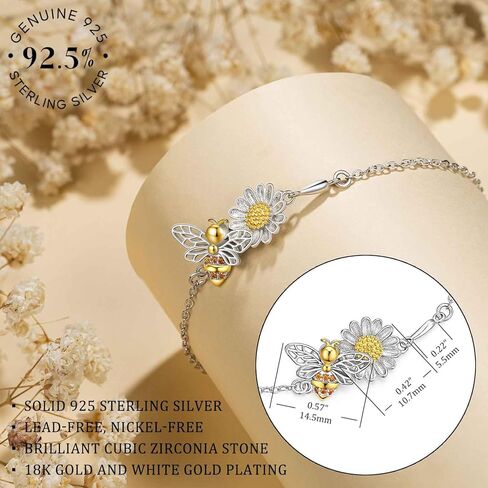 to My Daughter Bracelet, Sterling Silver Bee Bracelet for Daughter, Daughter Gifts from Mom, Birthday Mother's Day Gift, Graduation Back to School Gifts for Girls in Kuwait