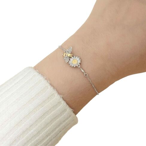 to My Daughter Bracelet, Sterling Silver Bee Bracelet for Daughter, Daughter Gifts from Mom, Birthday Mother's Day Gift, Graduation Back to School Gifts for Girls in Kuwait