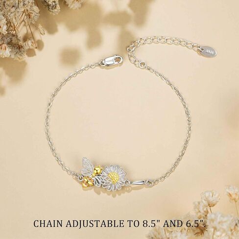 to My Daughter Bracelet, Sterling Silver Bee Bracelet for Daughter, Daughter Gifts from Mom, Birthday Mother's Day Gift, Graduation Back to School Gifts for Girls in Kuwait