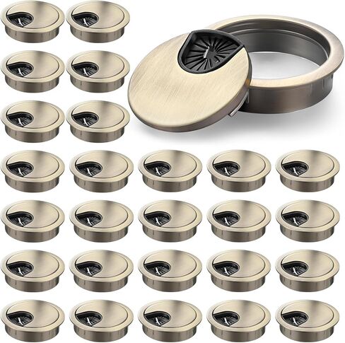 25 قطعة مكتب جروميت 2 بوصة برونزية مكتب كابل سلك جروميت الحبل، جهاز الكمبيوتر المكتبي سلك معدني جروميت، منظم غطاء فتحة الكابل المرتب in Kuwait