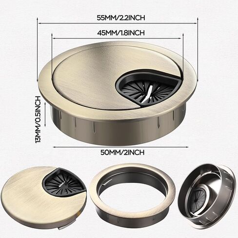 25 قطعة مكتب جروميت 2 بوصة برونزية مكتب كابل سلك جروميت الحبل، جهاز الكمبيوتر المكتبي سلك معدني جروميت، منظم غطاء فتحة الكابل المرتب in Kuwait