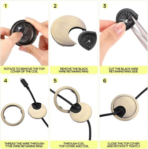 25 قطعة مكتب جروميت 2 بوصة برونزية مكتب كابل سلك جروميت الحبل، جهاز الكمبيوتر المكتبي سلك معدني جروميت، منظم غطاء فتحة الكابل المرتب in Kuwait