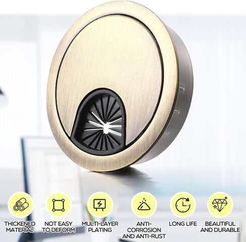 25 قطعة مكتب جروميت 2 بوصة برونزية مكتب كابل سلك جروميت الحبل، جهاز الكمبيوتر المكتبي سلك معدني جروميت، منظم غطاء فتحة الكابل المرتب in Kuwait