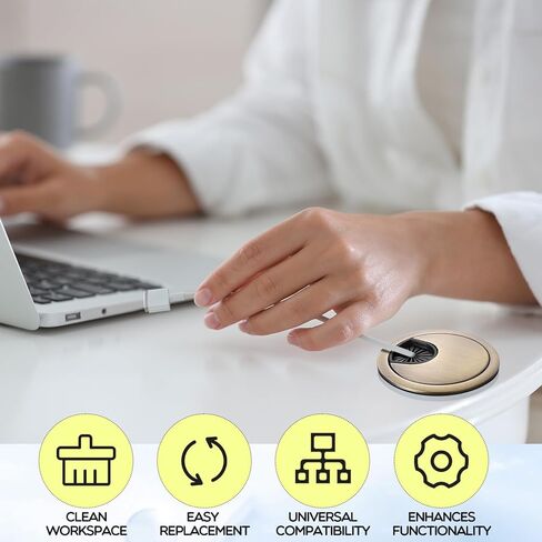 25 قطعة مكتب جروميت 2 بوصة برونزية مكتب كابل سلك جروميت الحبل، جهاز الكمبيوتر المكتبي سلك معدني جروميت، منظم غطاء فتحة الكابل المرتب in Kuwait