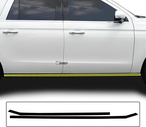 BOGAR TECH DESIGNS نافذة جانبية مزخرفة بالكروم وطبقة حذف متوافقة مع Ford Expedition Max 2018-2024، أسود لامع in Kuwait