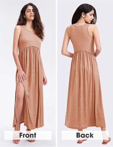 EXLURA Women's 2024 Summer Casual Sleeveless Maxi Maternity Dress Fit & Flare Flowy Long Beach Sundress in Saudi Arabia