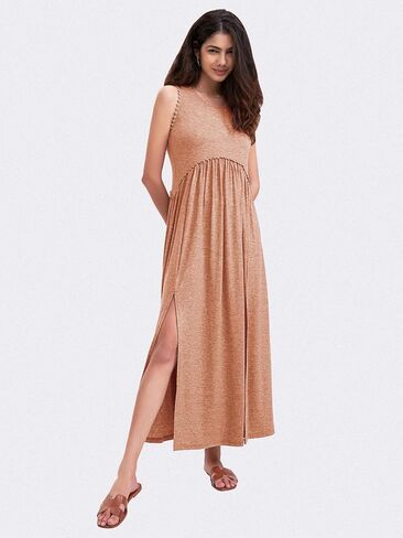 EXLURA Women's 2024 Summer Casual Sleeveless Maxi Maternity Dress Fit & Flare Flowy Long Beach Sundress in Saudi Arabia