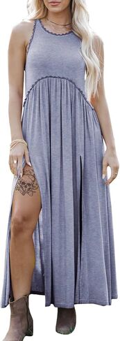 EXLURA Women's 2024 Summer Casual Sleeveless Maxi Maternity Dress Fit & Flare Flowy Long Beach Sundress in Saudi Arabia