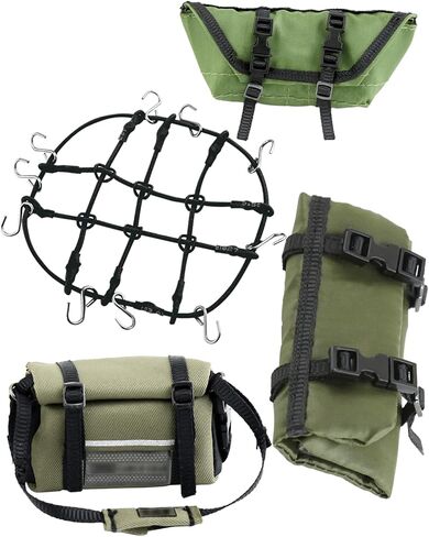Car Roof Decoration Simulation Sleeping Bag Luggage Net Luggage Bags Upgrades Part for 1/18 Trx4m 1/24 Axial SCX24,Simulation Sleeping Bag Luggage Bag Luggage Net(Black Desert Yellow) in Saudi Arabia