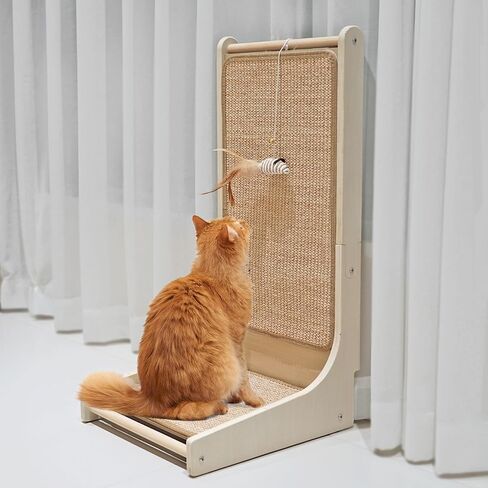 Cat Scratcher, Sisal Cat Scratch Pad, L Shape Cat Scratching Board for Indoor Cats, Floor Mounted Scratcher with Mouse Toy Catnip in Saudi Arabia
