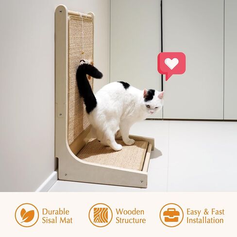 Cat Scratcher, Sisal Cat Scratch Pad, L Shape Cat Scratching Board for Indoor Cats, Floor Mounted Scratcher with Mouse Toy Catnip in Saudi Arabia