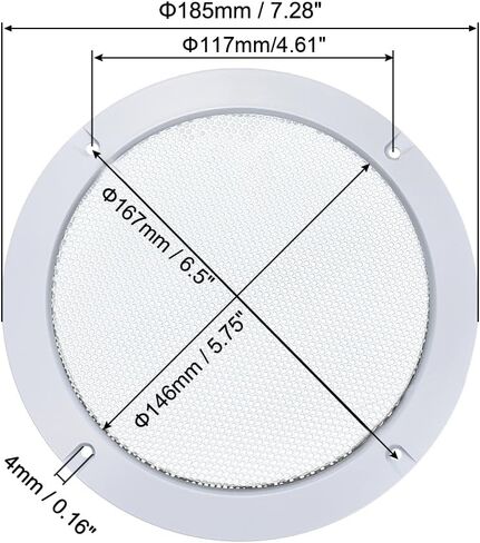 uxcell 2pcs 6.5" Mounting Hole Diagonal Distance Speaker Grill Mesh Decorative Circle Woofer Guard Protector Cover Accessories White in Saudi Arabia