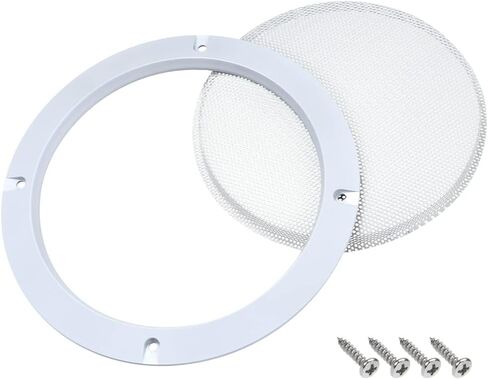 uxcell 2pcs 6.5" Mounting Hole Diagonal Distance Speaker Grill Mesh Decorative Circle Woofer Guard Protector Cover Accessories White in Saudi Arabia