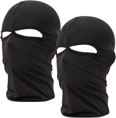2 Pieces Ski Mask Balaclava Wind Cap Motorcycle Skiing, Snowboarding UV Protection Full Cover for Women Men Sports Black in Saudi Arabia