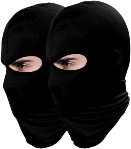 2 Pieces Ski Mask Balaclava Wind Cap Motorcycle Skiing, Snowboarding UV Protection Full Cover for Women Men Sports Black in Saudi Arabia