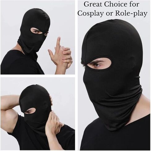 2 Pieces Ski Mask Balaclava Wind Cap Motorcycle Skiing, Snowboarding UV Protection Full Cover for Women Men Sports Black in Saudi Arabia