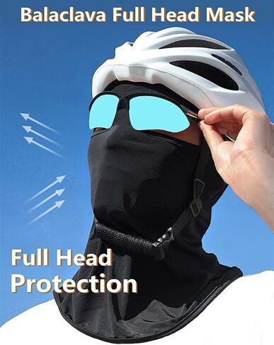 2 Pieces Ski Mask Balaclava Wind Cap Motorcycle Skiing, Snowboarding UV Protection Full Cover for Women Men Sports Black in Saudi Arabia