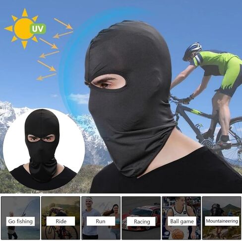 2 Pieces Ski Mask Balaclava Wind Cap Motorcycle Skiing, Snowboarding UV Protection Full Cover for Women Men Sports Black in Saudi Arabia