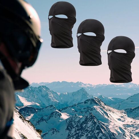 2 Pieces Ski Mask Balaclava Wind Cap Motorcycle Skiing, Snowboarding UV Protection Full Cover for Women Men Sports Black in Saudi Arabia