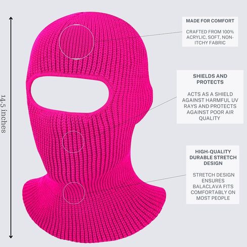 1-Hole Knitted Ski Mask Balaclava, Men/Women Face Cover for Cold Weather Work or Winter Outdoor Sports Gear in Saudi Arabia