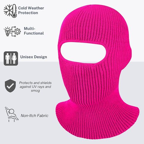 1-Hole Knitted Ski Mask Balaclava, Men/Women Face Cover for Cold Weather Work or Winter Outdoor Sports Gear in Saudi Arabia