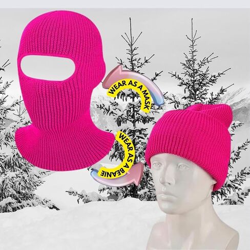 1-Hole Knitted Ski Mask Balaclava, Men/Women Face Cover for Cold Weather Work or Winter Outdoor Sports Gear in Saudi Arabia