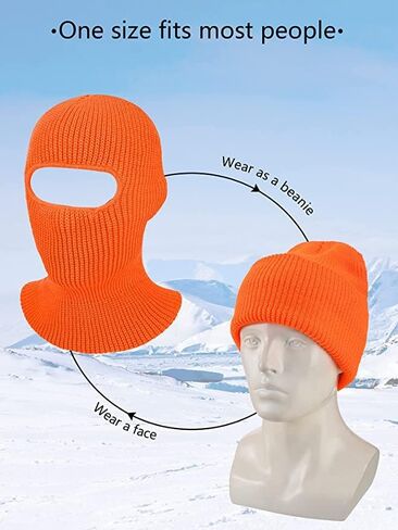1-Hole Knitted Ski Mask Balaclava, Men/Women Face Cover for Cold Weather Work or Winter Outdoor Sports Gear in Saudi Arabia