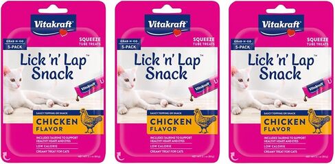 فيتاكرافت 3 عبوات من وجبة الدجاج ليك آند لاب، 5 أنابيب لكل منها، حلوى المرق للقطط in Kuwait