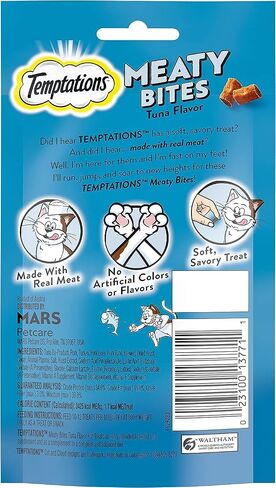 Variety Pack (6) Temptation Meaty Bites Soft & Savory Cat Treats (2) Chicken (2) Salmon (2) Tuna (1.5-oz Each) with AuroraPet Wipes in Saudi Arabia
